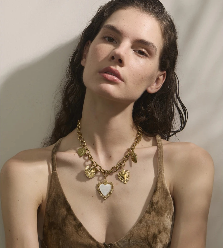 Resin heart love drop cuban chain necklace - product image
