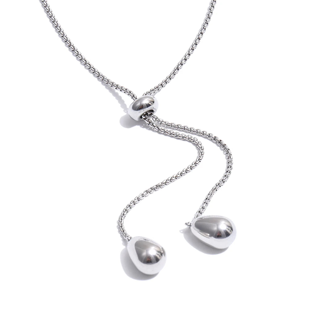 Retractable chain pendant drop minimalist necklace - product image