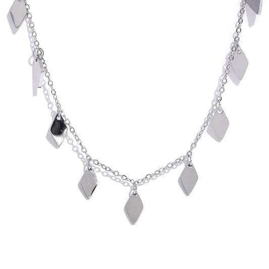 Rhombus chain drop minimalist collar pendant necklace - product image