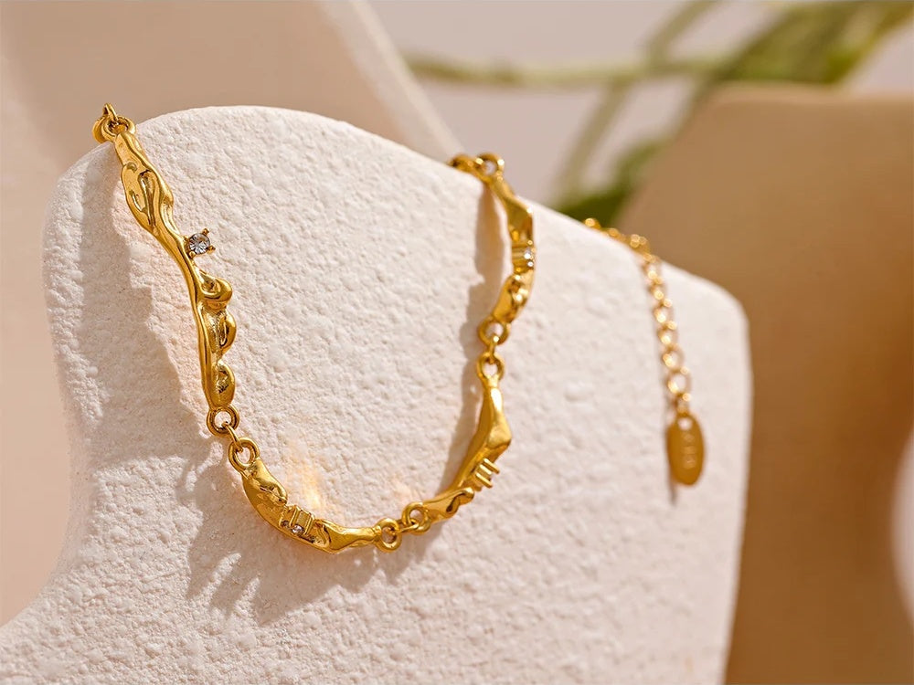 Rock texture statement lobster clasp chain women bracelet - product image
