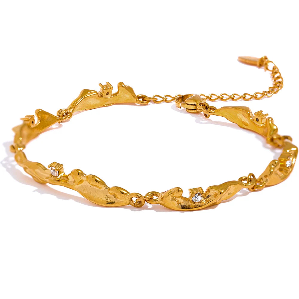 Rock texture statement lobster clasp chain women bracelet - product image