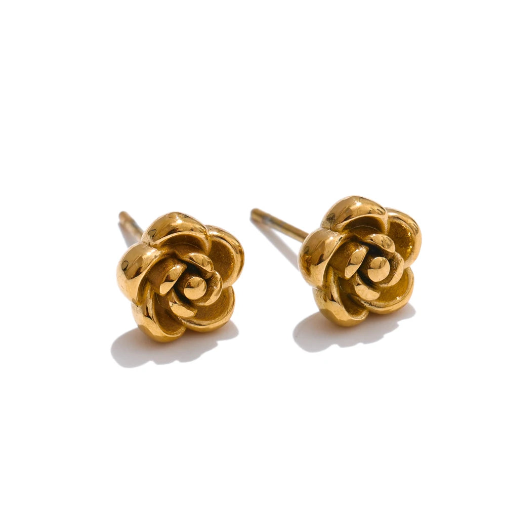 Rose flower chain necklace bracelet earrings set - product image