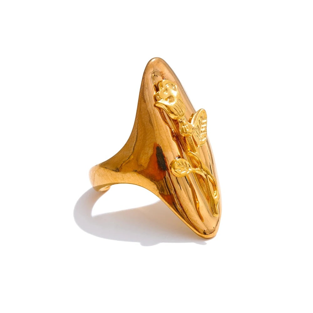 Rose flower smooth cast fashion ring - product image