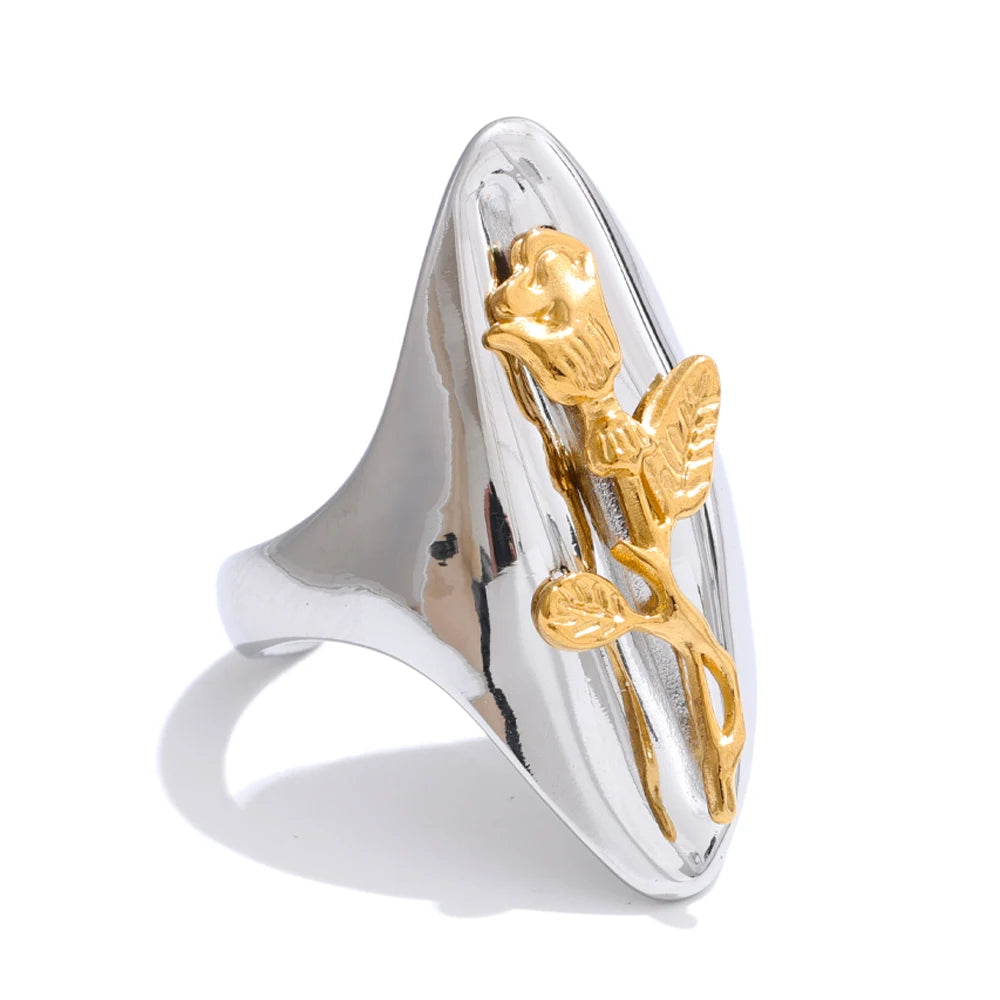 Rose flower smooth cast fashion ring - product image