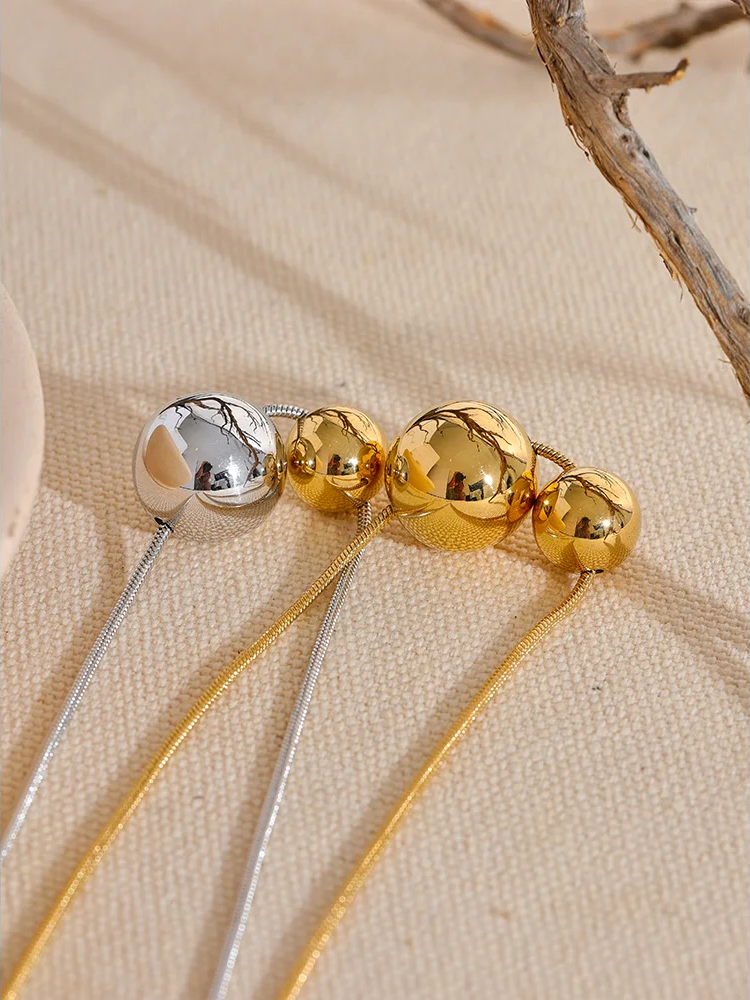 Round ball beads pendant fashion gold necklace - product image