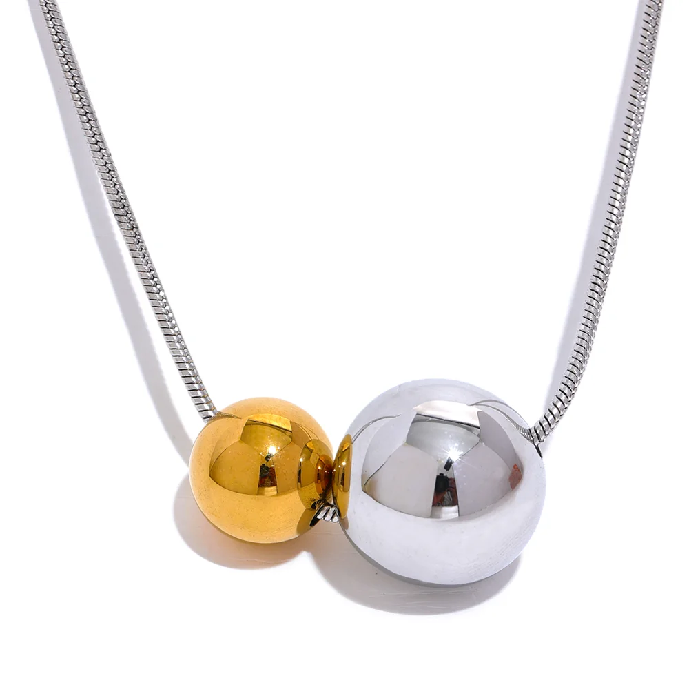 Round ball beads pendant fashion gold necklace - product image
