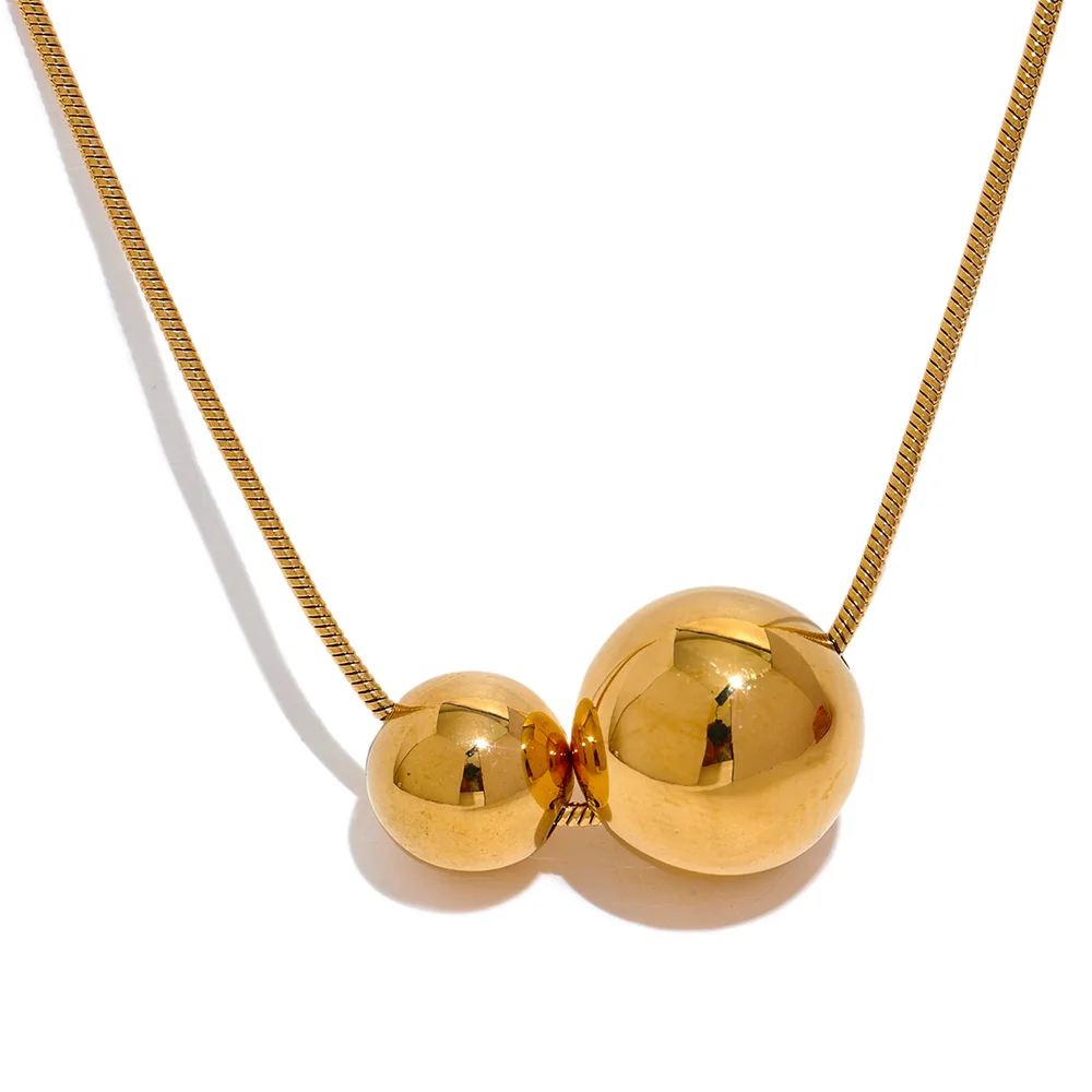 Round ball beads pendant fashion gold necklace - product image