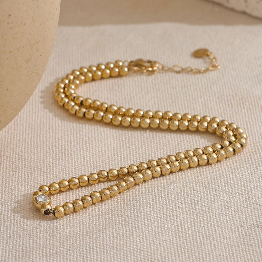 Round beads chain handmade statement necklace - product image