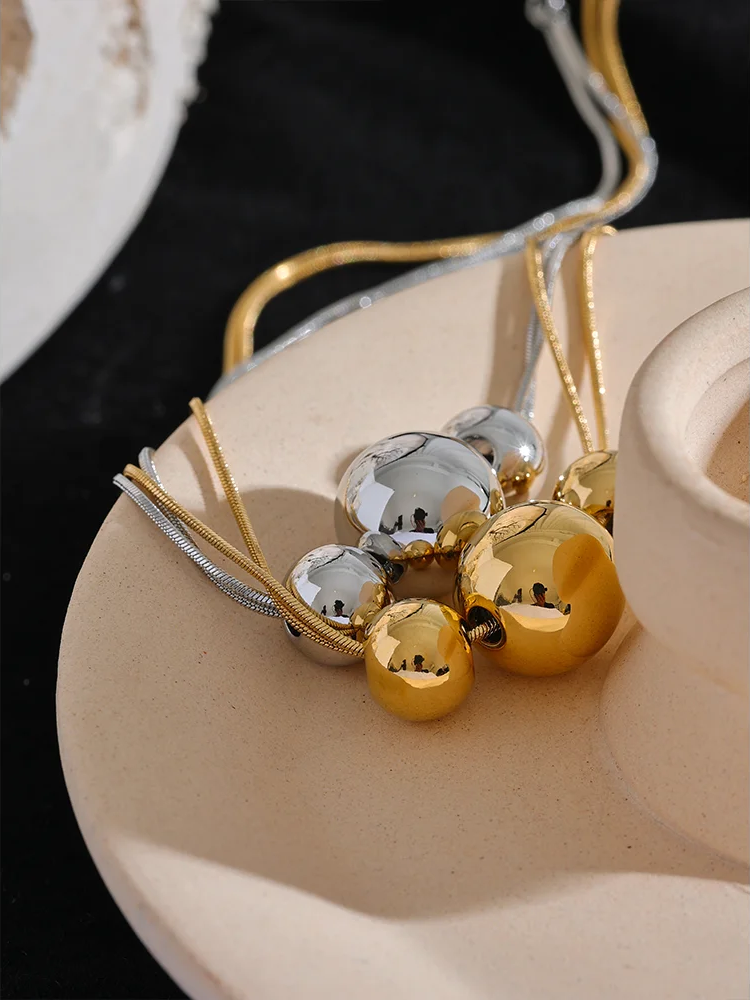 Round beads chain pendant necklace women fashion - product image