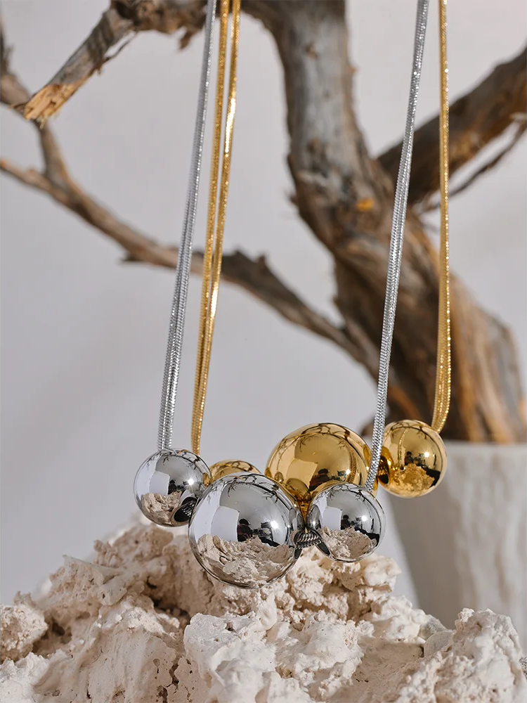 Round beads chain pendant necklace women fashion - product image