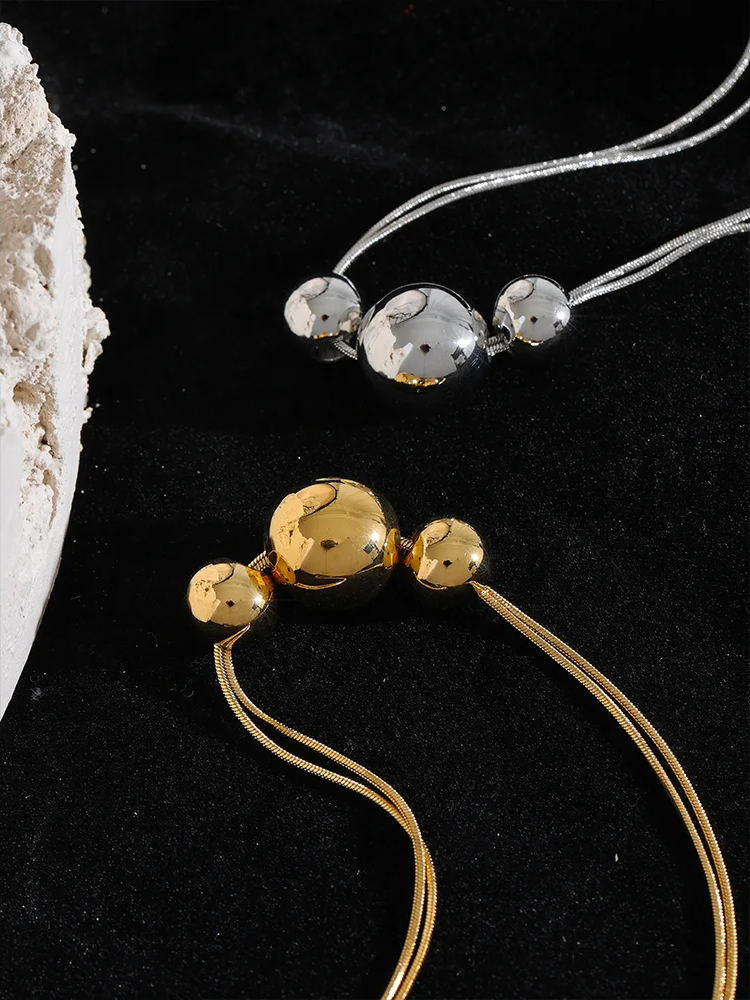 Round beads chain pendant necklace women fashion - product image