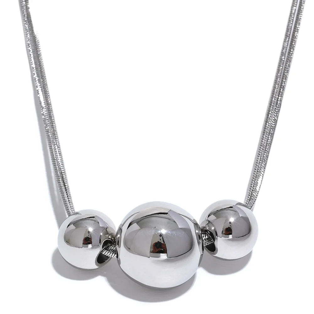 Round beads chain pendant necklace women fashion - product image