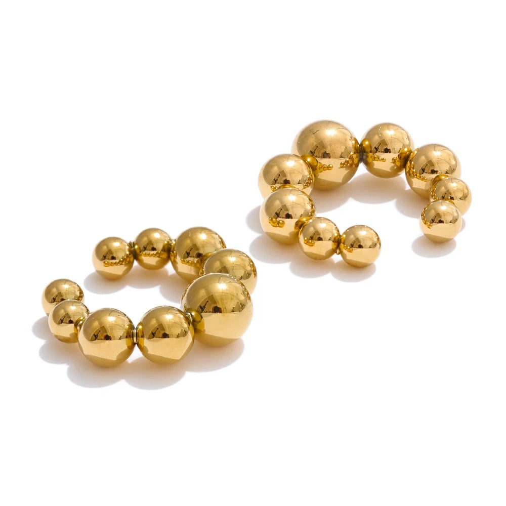 Round beads personalized ear clip earrings - product image