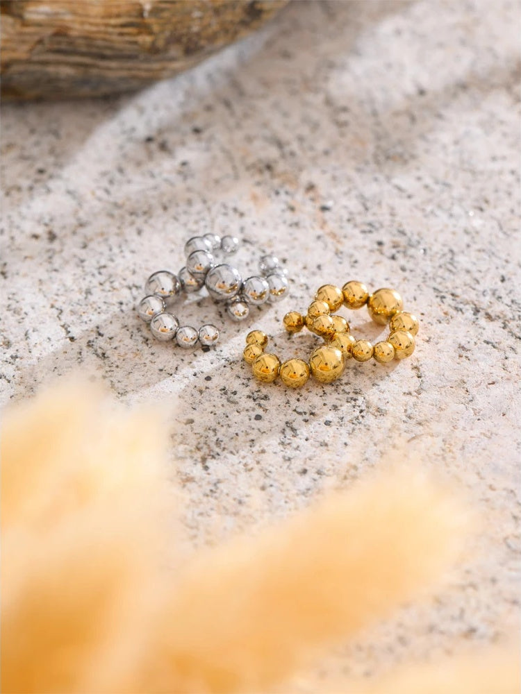 Round beads personalized ear clip earrings - product image