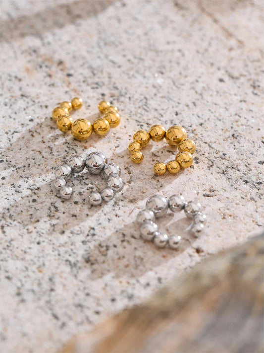 Round beads personalized ear clip earrings - product image
