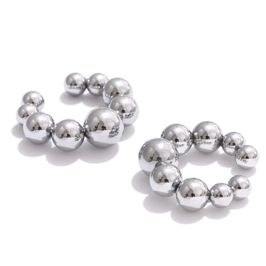 Round beads personalized ear clip earrings - product image
