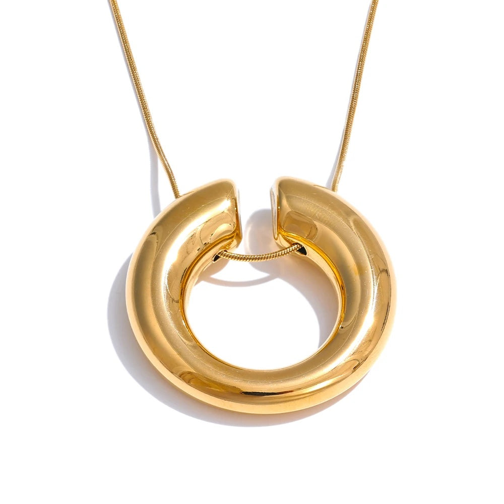 Round chain crossover versatile pendant necklace - product image