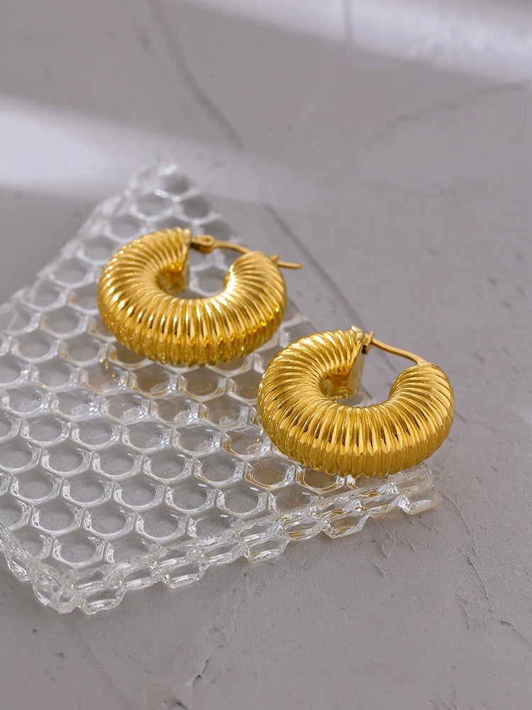 Round chunky minimalist hoop earrings women - product image