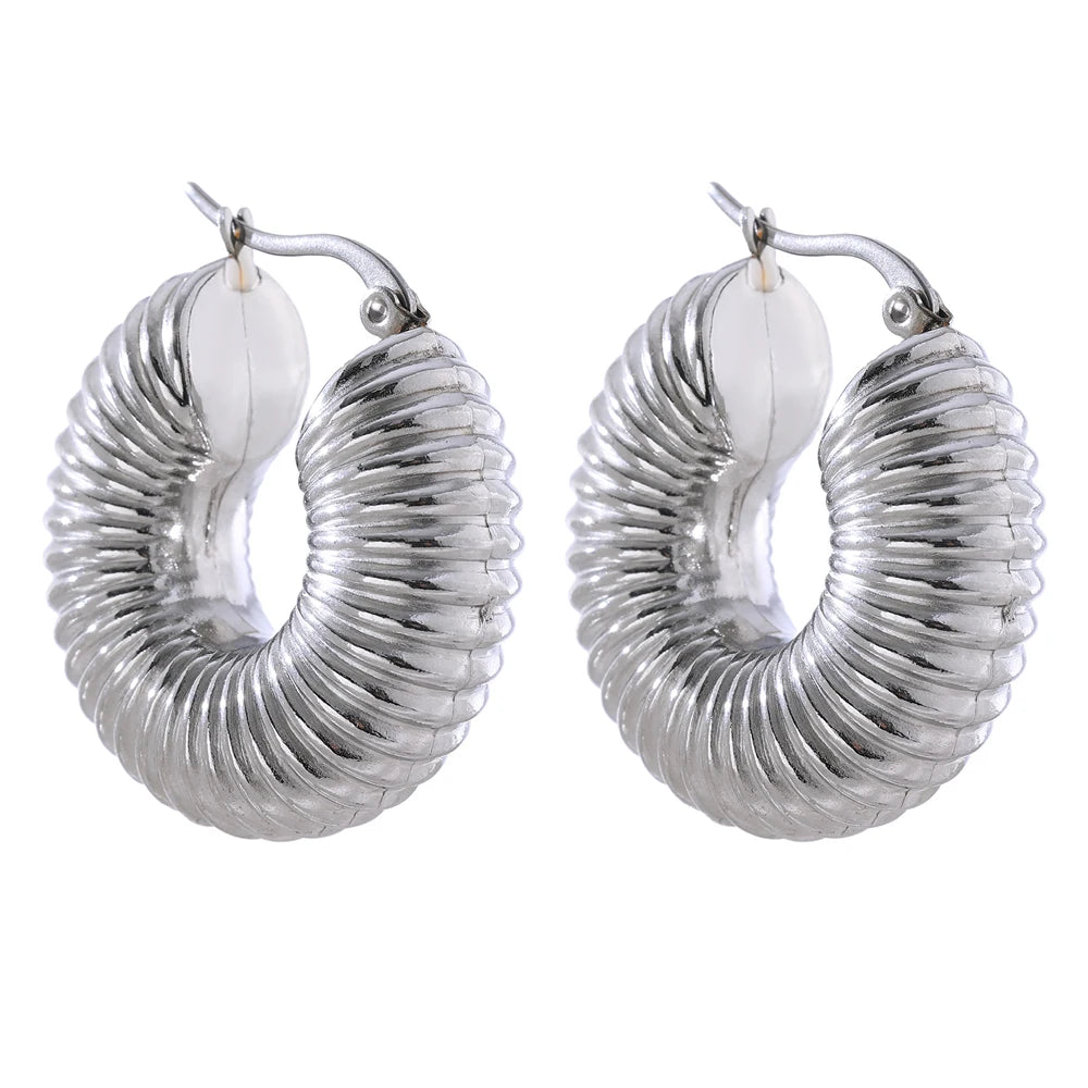 Round chunky minimalist hoop earrings women - product image