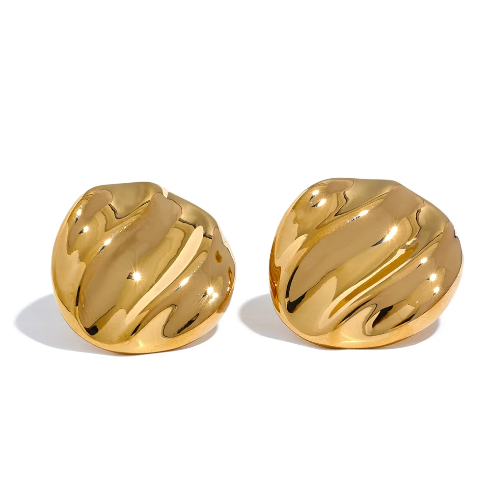 Round contemporary shiny fashion stud earrings - product image