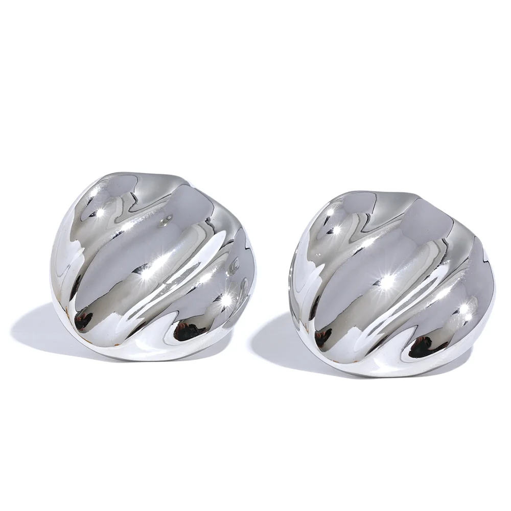 Round contemporary shiny fashion stud earrings - product image