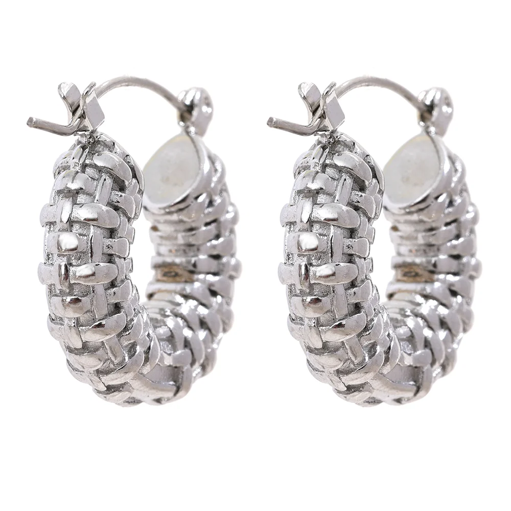 Round hollow chunky vintage abstract hoop earrings - product image