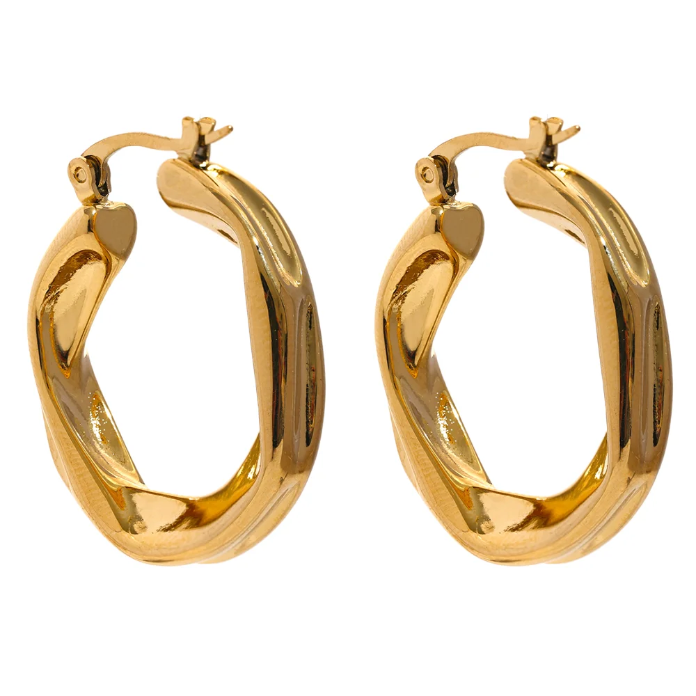 Round hollow hoop minimalist trendy earrings - product image