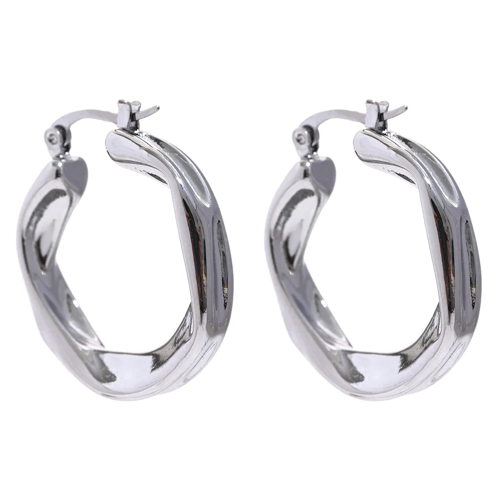 Round hollow hoop minimalist trendy earrings - product image