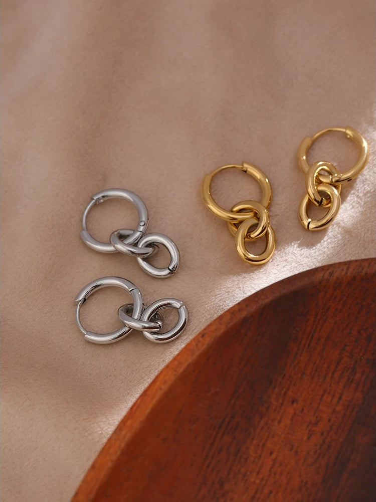 Round huggie minimalist drop earrings women charm - product image