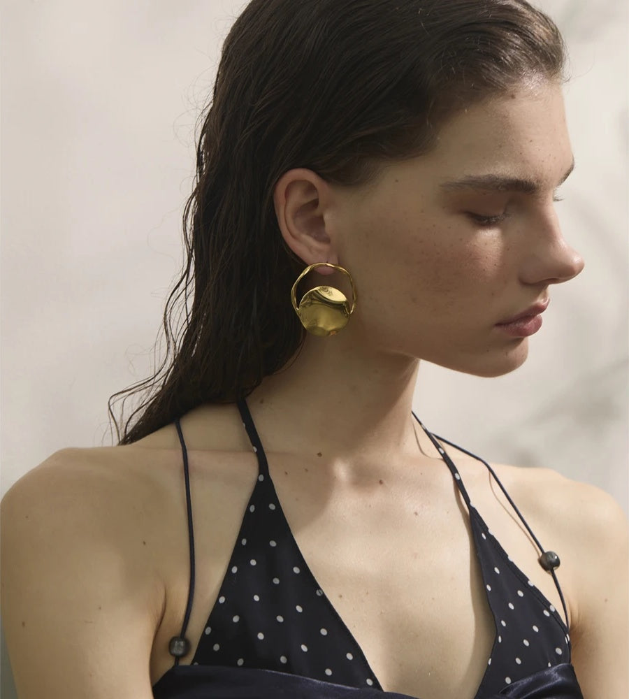 Round modern daily stud earrings women - product image
