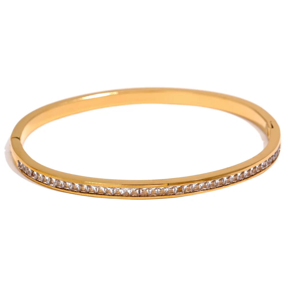 Round square colorful cubic zirconia fashion bracelet - product image