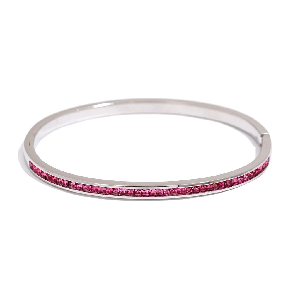 Round square colorful cubic zirconia fashion bracelet - product image