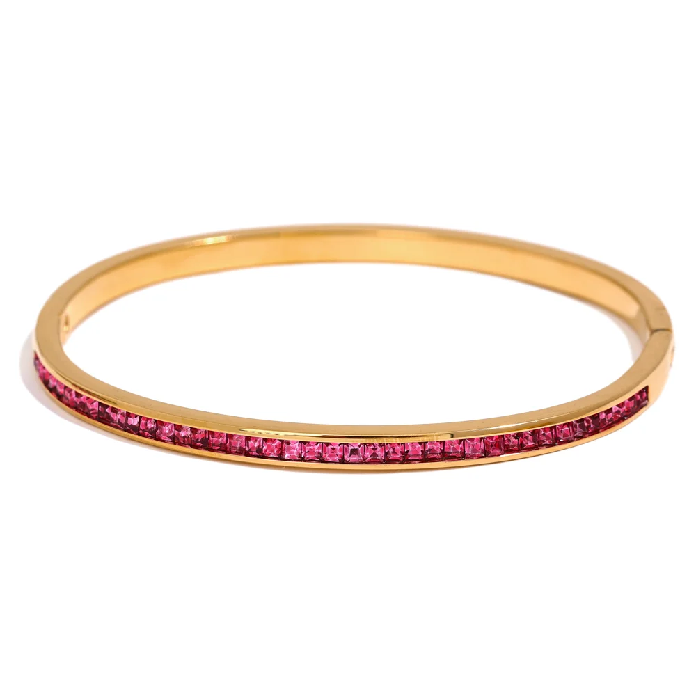 Round square colorful cubic zirconia fashion bracelet - product image