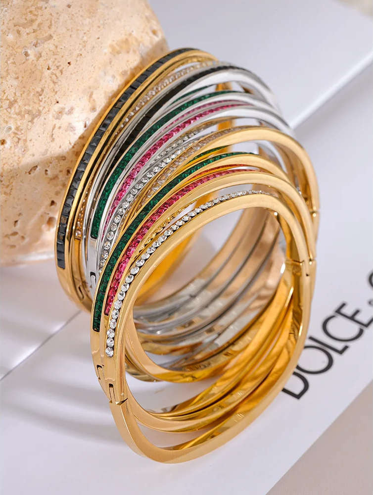 Round square colorful cubic zirconia fashion bracelet - product image
