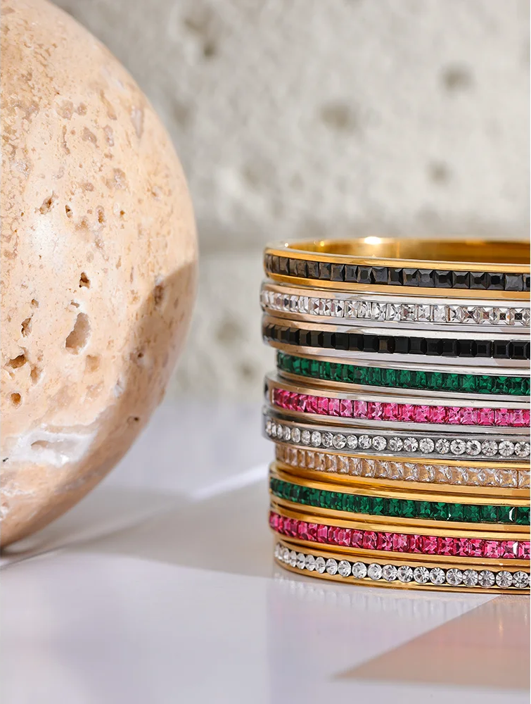 Round square colorful cubic zirconia fashion bracelet - product image