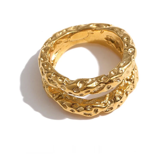 Round texture cocktail statement ring women - product image