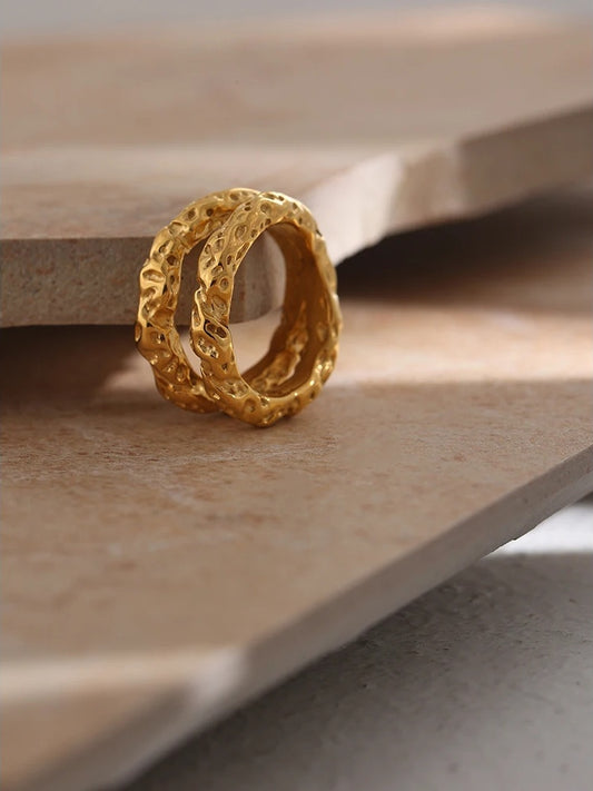 Round texture cocktail statement ring women - product image
