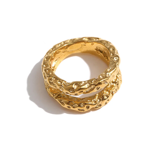 Round texture cocktail statement ring women - product image