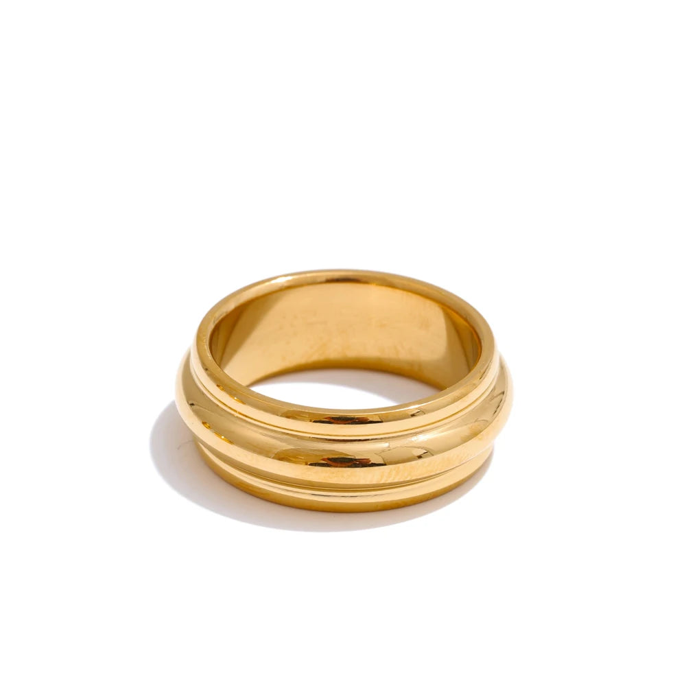 Round wide minimalist smooth finger ring - product image
