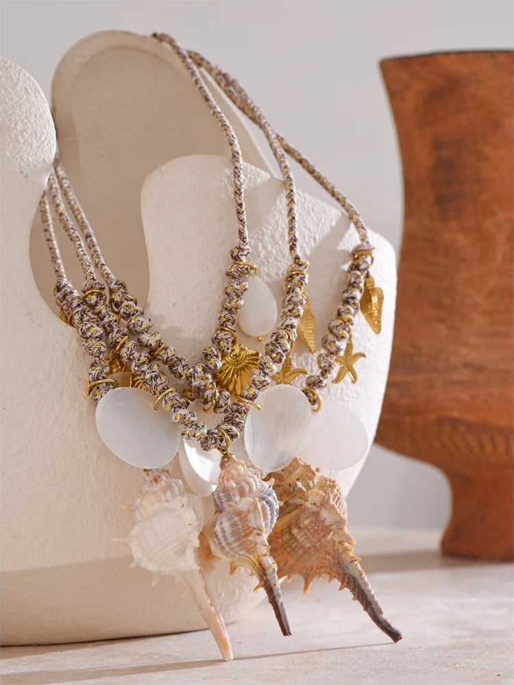 Shell conch starfish pendant necklace - product image