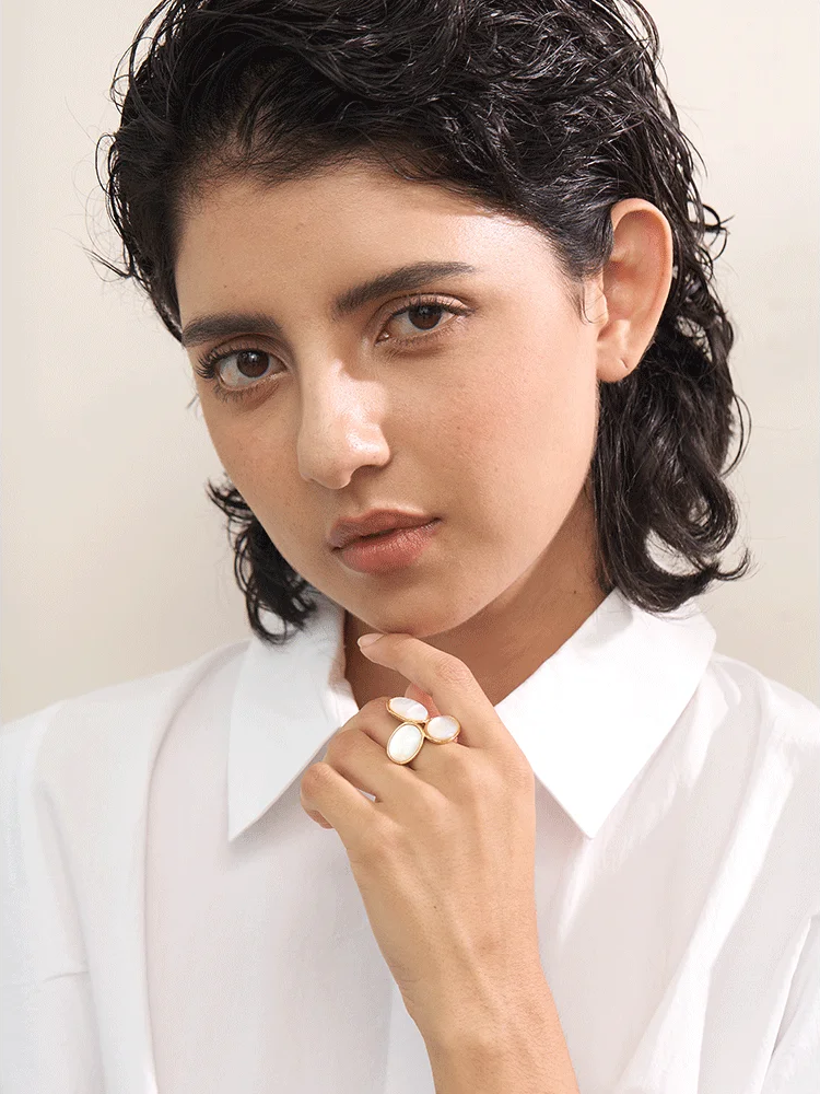 Shell flower adjustable abstract casting ring - product image