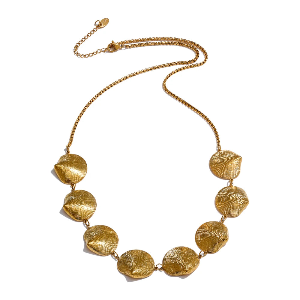 Shell gold color waterproof earrings necklace set - product image