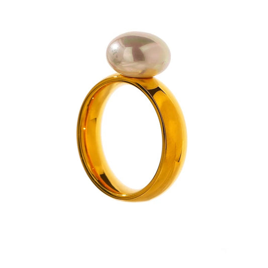 Shell pearl contemporary charm fashion finger ring - product image