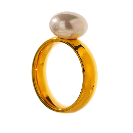 Shell pearl contemporary charm fashion finger ring - product image
