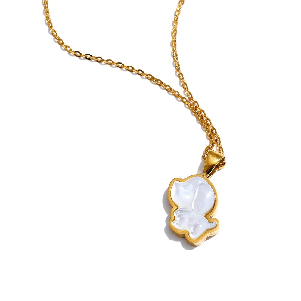 Shell puppy dog pendant necklace women's trendy - product image