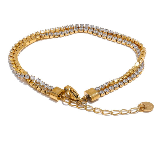 Shiny cubic zirconia adjustable link bracelet lobster clasp - product image