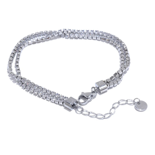 Shiny cubic zirconia adjustable link bracelet lobster clasp - product image