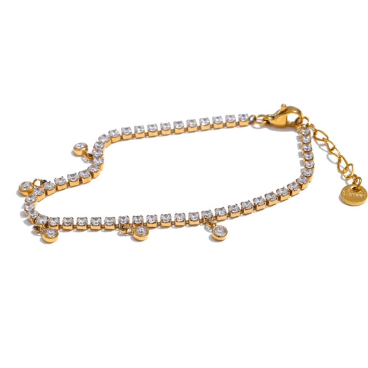 Shiny cubic zirconia chain necklace bracelet set - product image