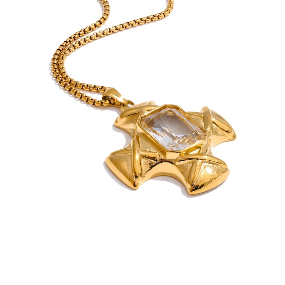 Shiny cubic zirconia cross classic necklace - product image