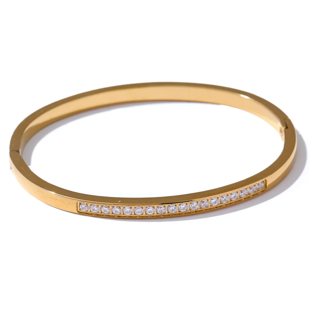 Shiny cubic zirconia daily bangle bracelet - product image